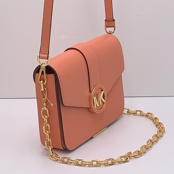 Michael Kors Carmen Medium Convertible Shoulder Bag Crossbody SHERBERT Leather - Picture 13 of 16